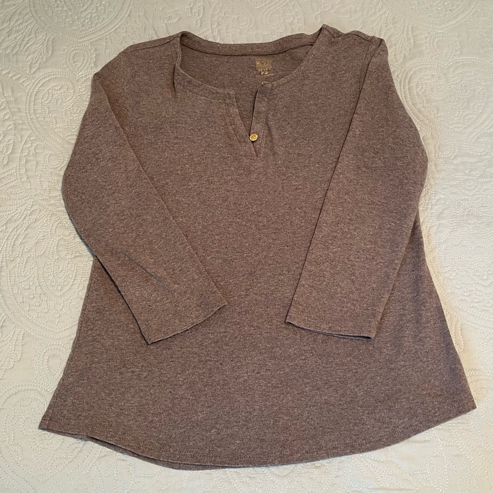 Anne Klein Sport Grey Knit Top Size Petite Small